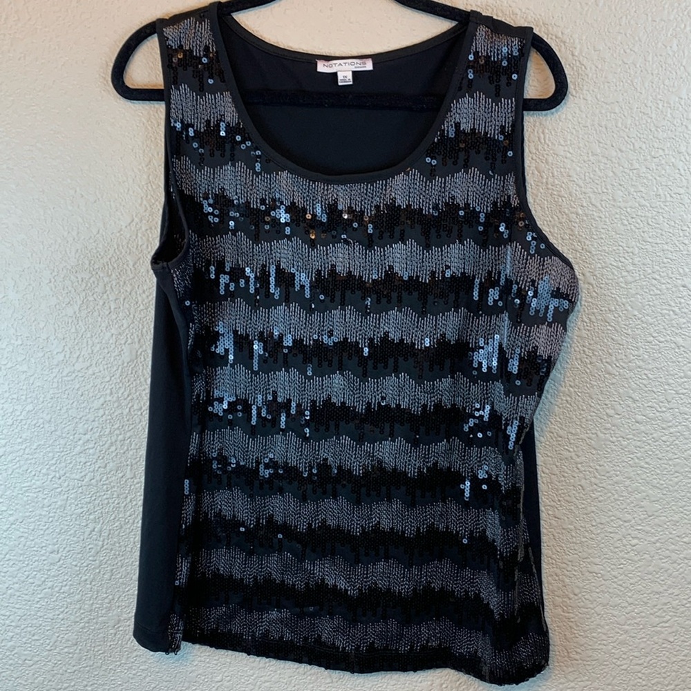 Notations sz 1xl tank sequins 90s disco party new years festival party glam